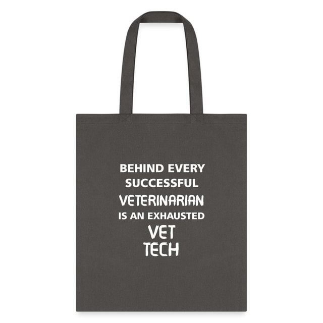 Vet Tech Exhausted Cotton Tote Bag - Humorous Veterinary Graphic Print