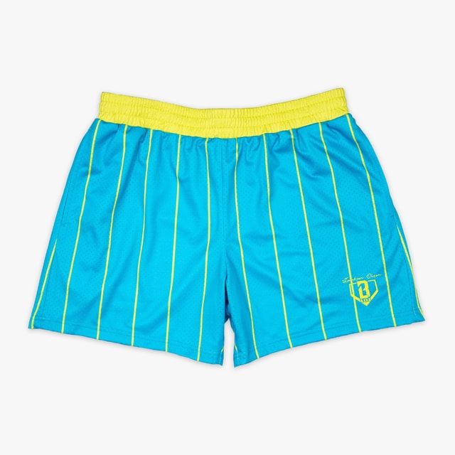 Jackson Olson Signature Neon Pinstripe Shorts - Electric Blue Mesh Baseball