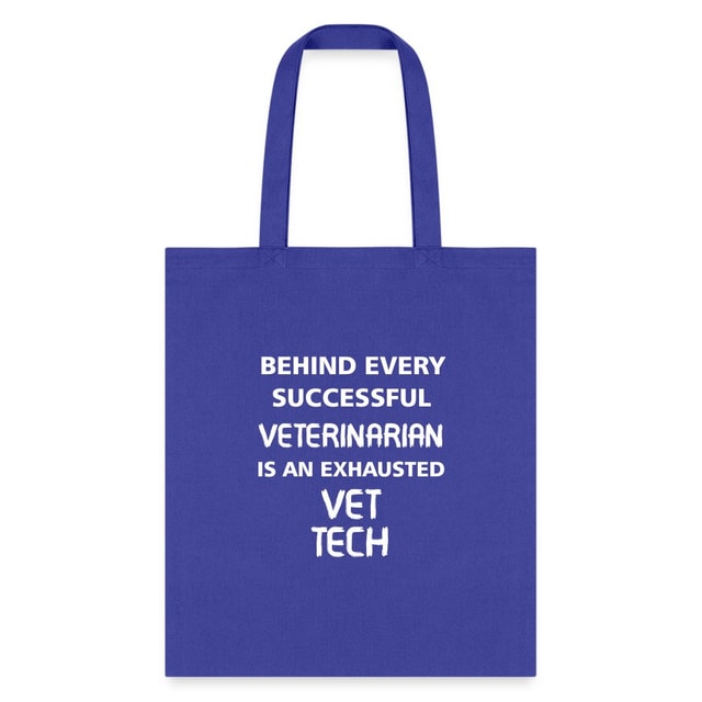 Vet Tech Exhausted Cotton Tote Bag - Humorous Veterinary Graphic Print