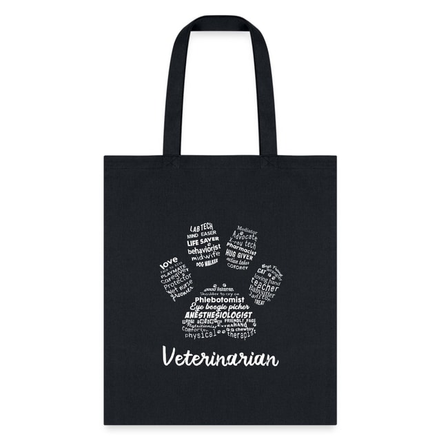 Veterinarian Pawprint Cotton Tote Bag - Vet Tech Student Receptionist Gift