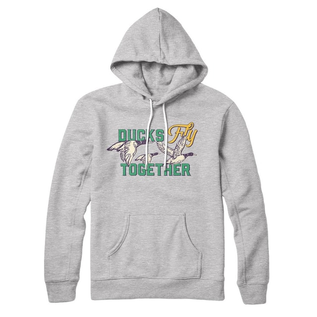 Ducks Fly Together Unisex Pullover Hoodie - Cotton Polyester Loose Fit Kangaroo Pocket