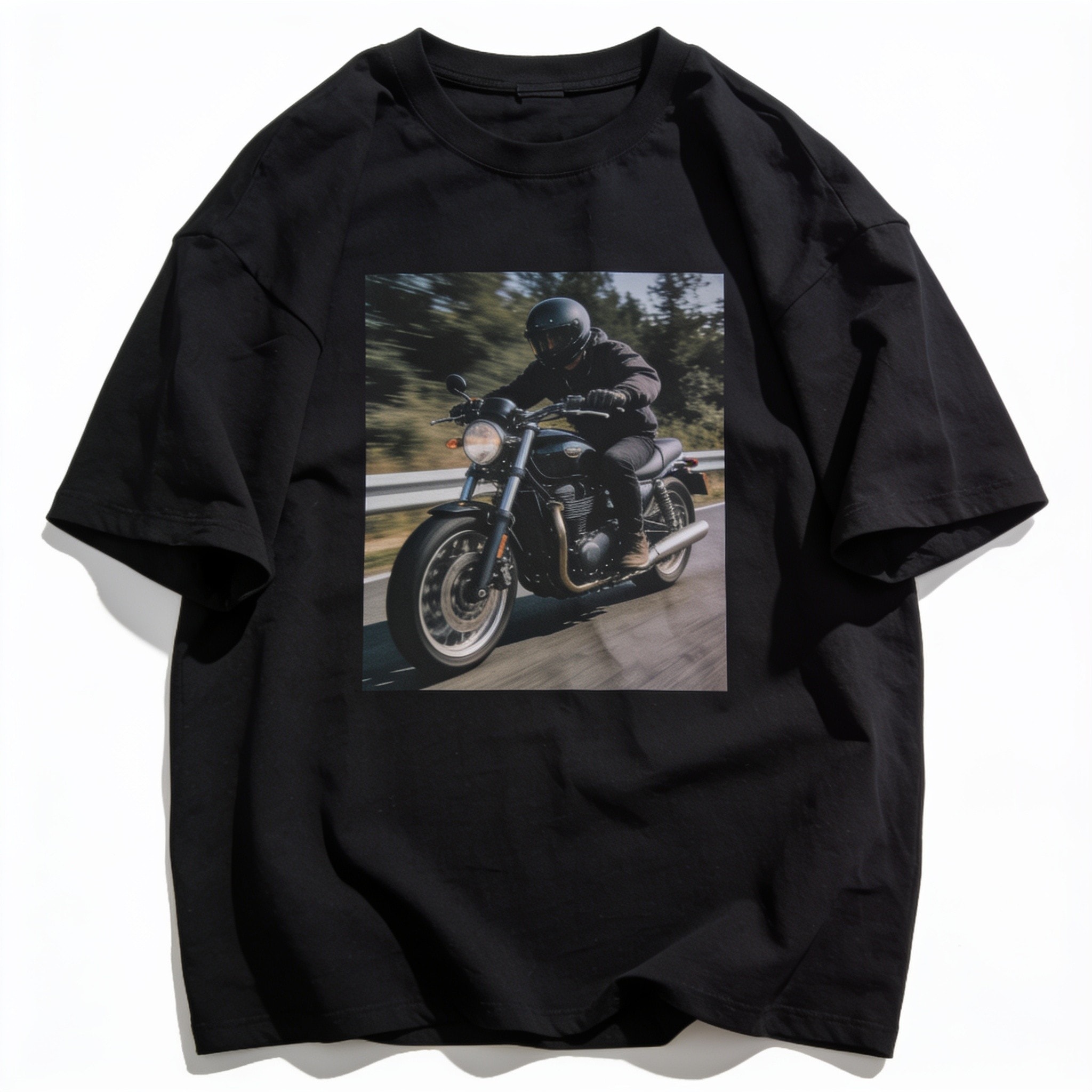 Midnight Rider Oversized Graphic Tee - Unisex 90s Boxy Fit 100% Combed Cotton