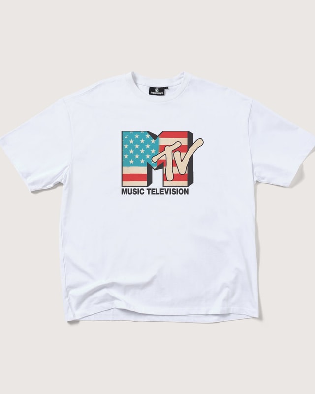 USA MTV Logo Oversized T-Shirt - Unisex 90s Boxy Fit 100% Combed Cotton