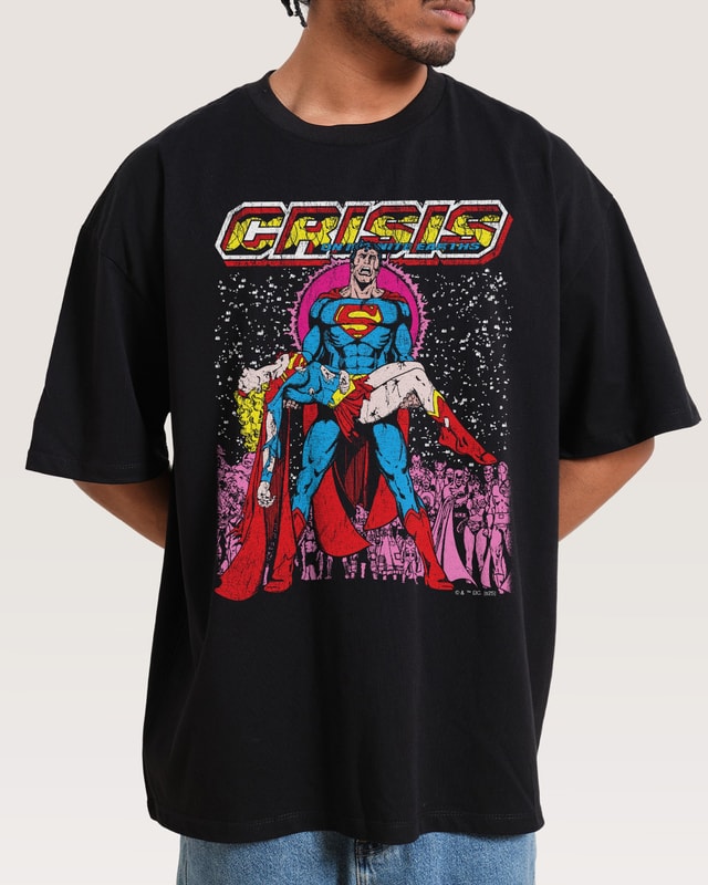 Superman Crisis Oversized Graphic T-Shirt DC Collab Unisex 90s Boxy Fit