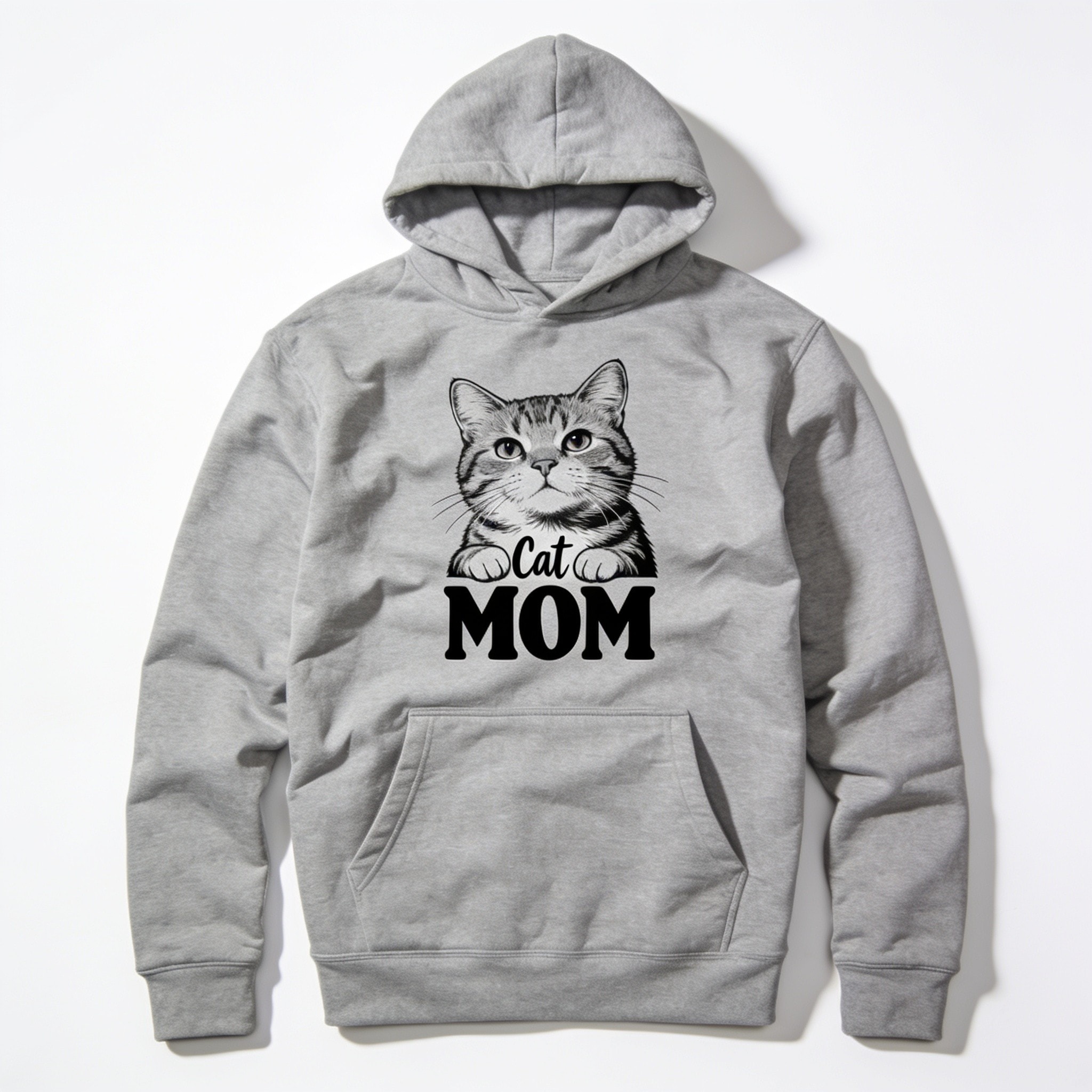 Cat Mom Unisex Pullover Hoodie - Soft Cotton Polyester with Kangaroo Pocket