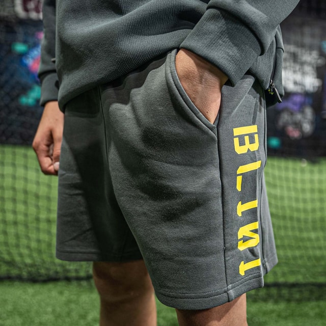 Diamond Relaxed Fit Youth Sweatshorts Gray/Yellow - 79% Cotton