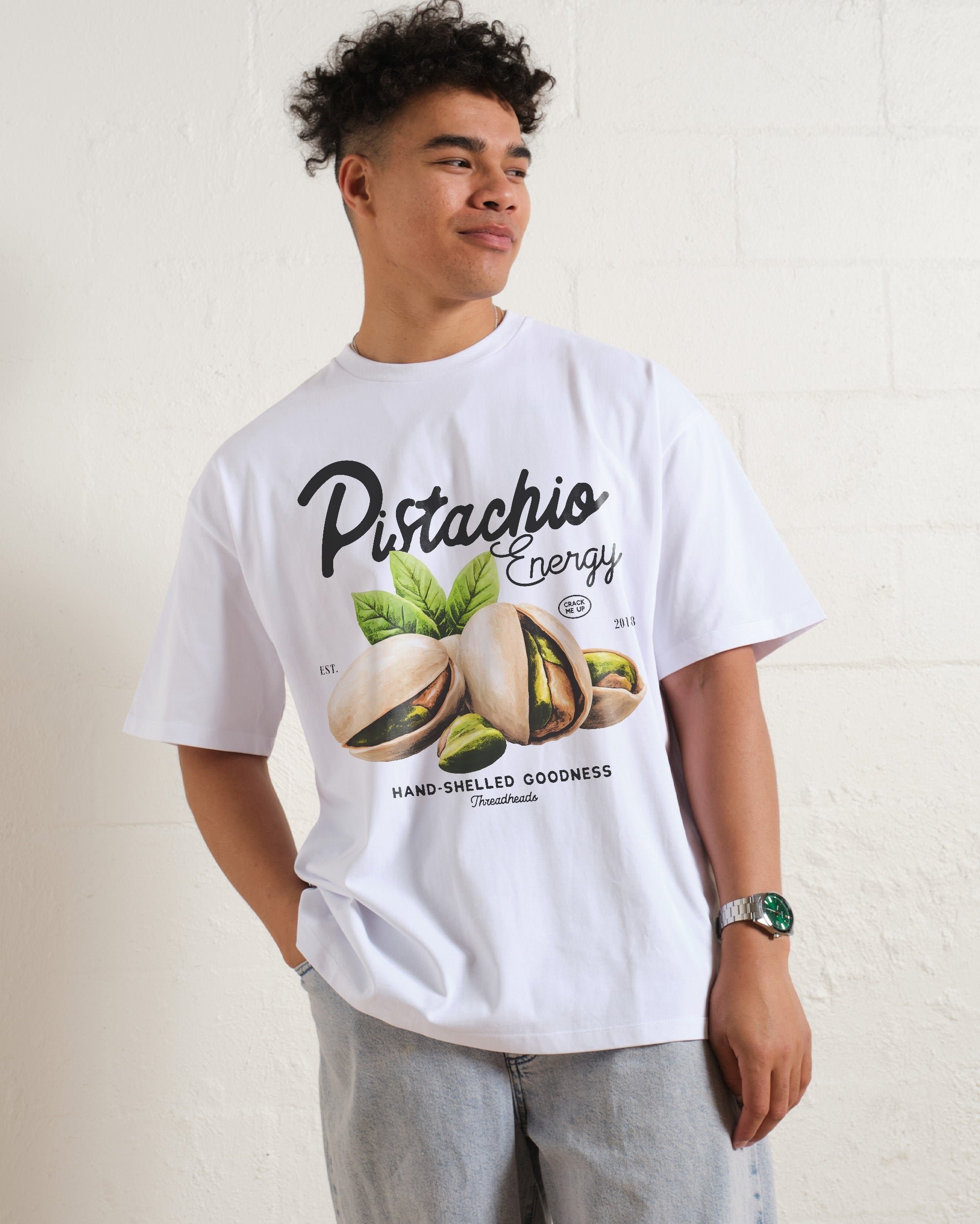 Pistachio Energy Oversized Graphic Tee - Threadheads 100% Combed Cotton Unisex