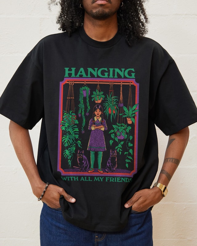 Hanging With All My Friends Oversized Graphic Tee Unisex 90s Boxy Fit Cotton T-Shirt Steven Rhodes