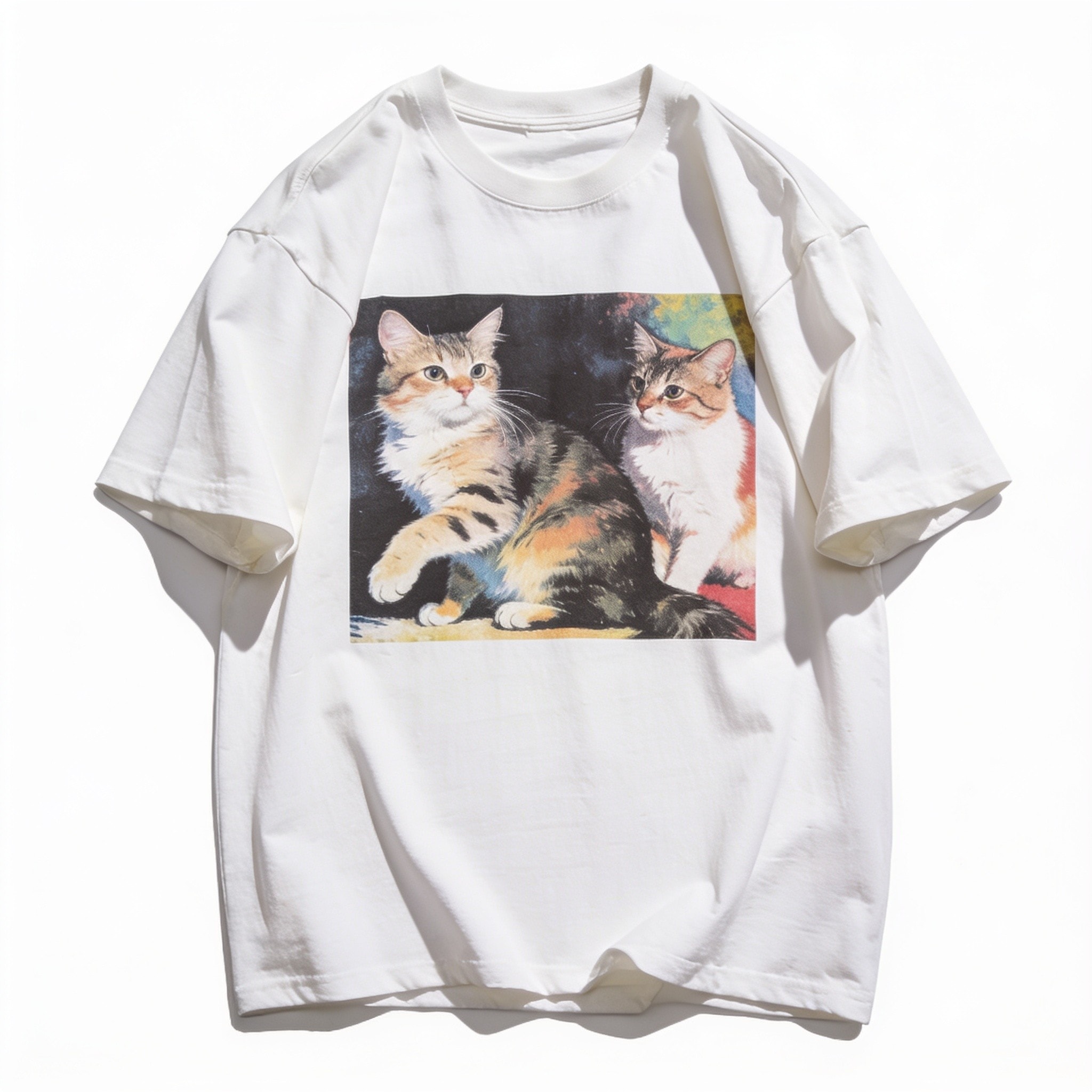 Man I Love Felines Oversized Graphic Tee Unisex 90s Boxy Fit 100% Combed Cotton