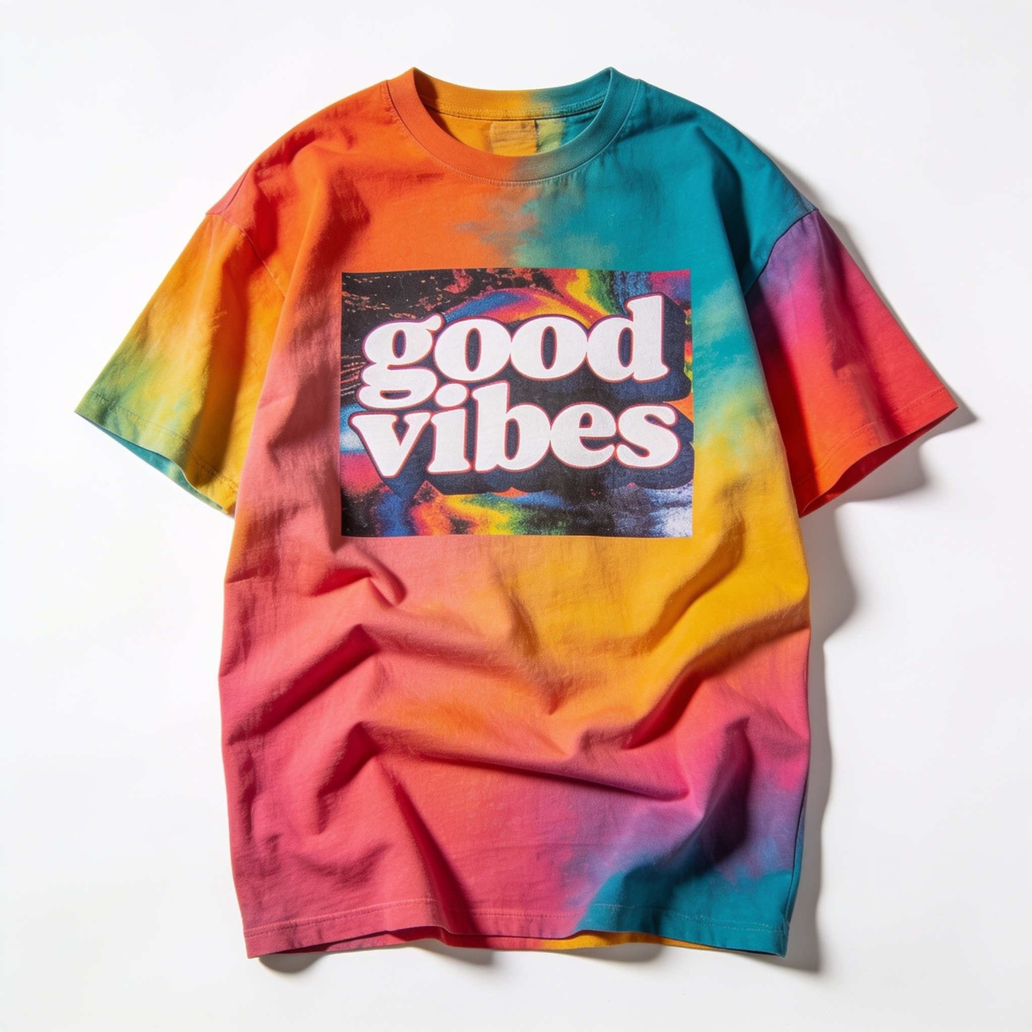 Good Vibes Oversized Graphic Tee - Unisex 90s Boxy Fit 100% Combed Cotton