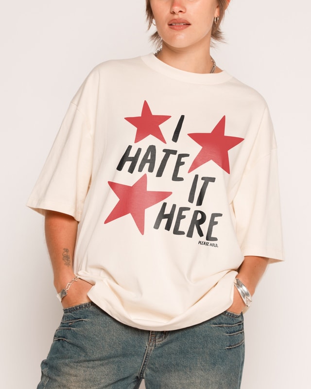 I Hate It Here Oversized Graphic Tee Unisex 90s Boxy Fit 100% Combed Cotton
