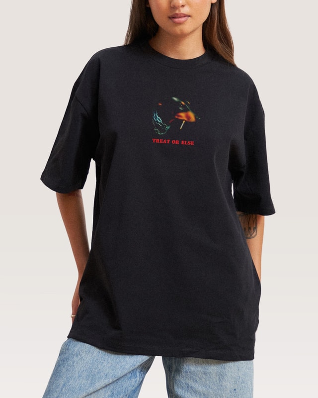 Treat or Else Oversized Graphic Tee - Threadheads Unisex 90s Boxy Fit Cotton T-Shirt
