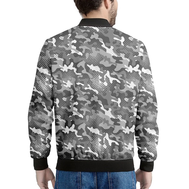 Camouflage Dazzle Pattern Print Men's Bomber Jacket - Premium Polyester