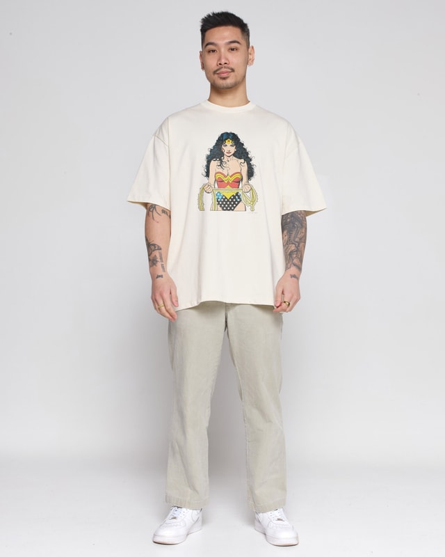 Wonder Woman Oversized Graphic Tee - DC Official Collab, 100% Combed Cotton Unisex 275gsm