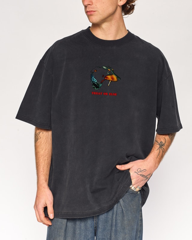 Treat or Else Oversized Graphic Tee - Threadheads Unisex 90s Boxy Fit Cotton T-Shirt