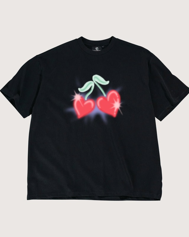Love Cherry Oversized Graphic Tee - Threadheads Unisex 90s Boxy Fit 100% Combed Cotton