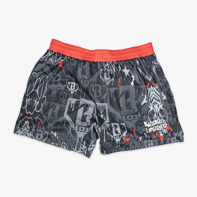 Night Game Drip Shorts - All-Over Graffiti Print Mesh Shorts with Pockets