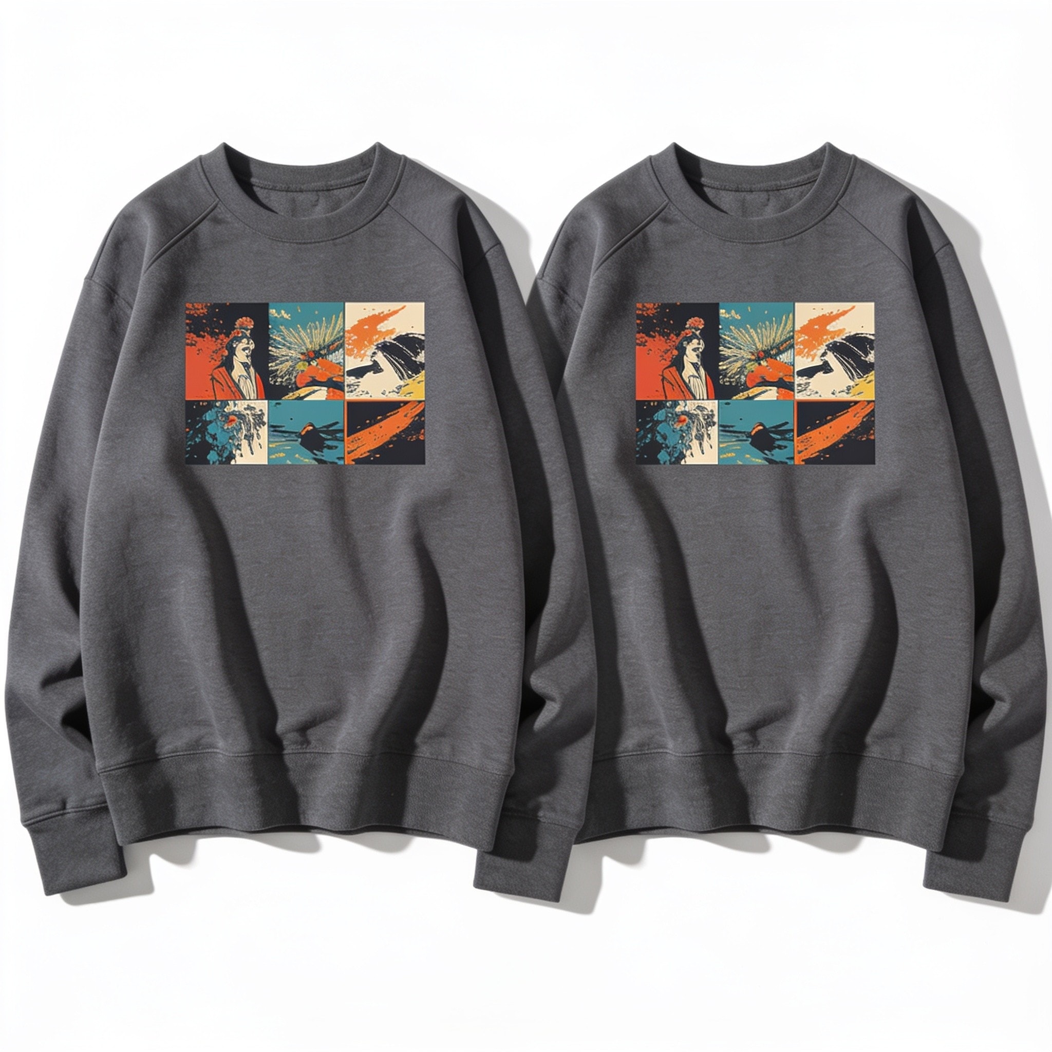 Unisex Sweatshirt 2 Pack Charcoal Natural Drop Shoulder 340 GSM Cotton Polyester