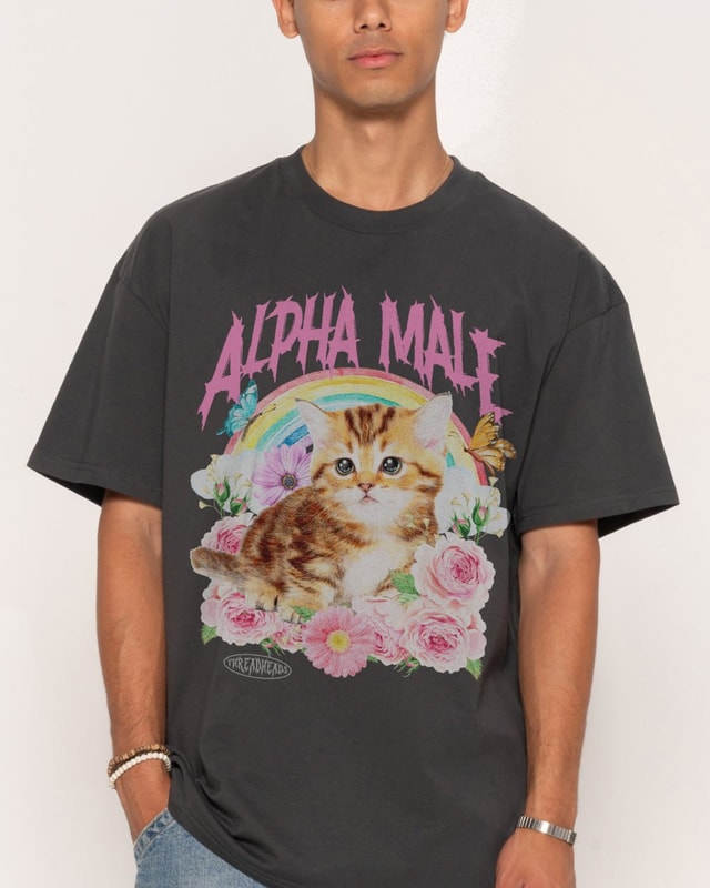 Alpha Male Oversized Graphic Tee Unisex 90s Boxy Fit 100% Combed Cotton