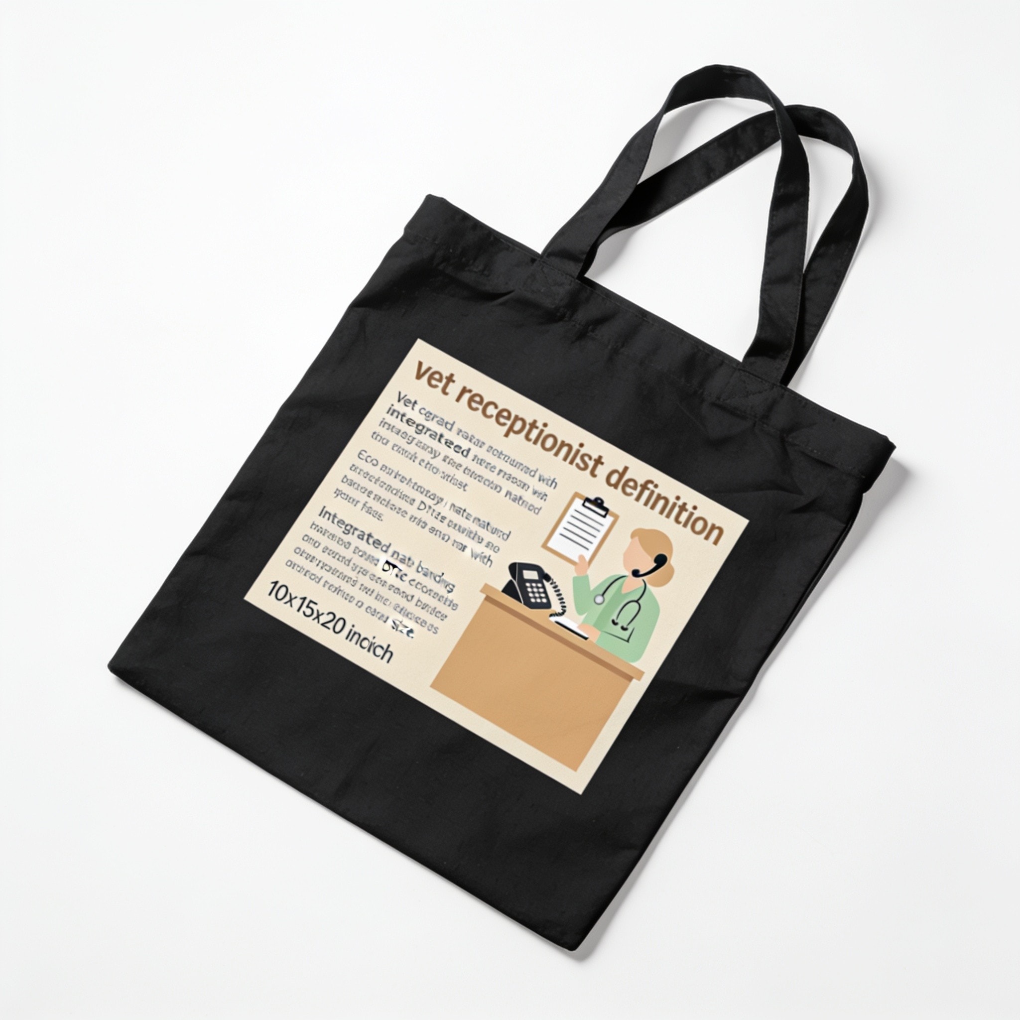 Vet Receptionist Definition Eco-Friendly Cotton Tote Bag - 10x15x20 Inch One Size