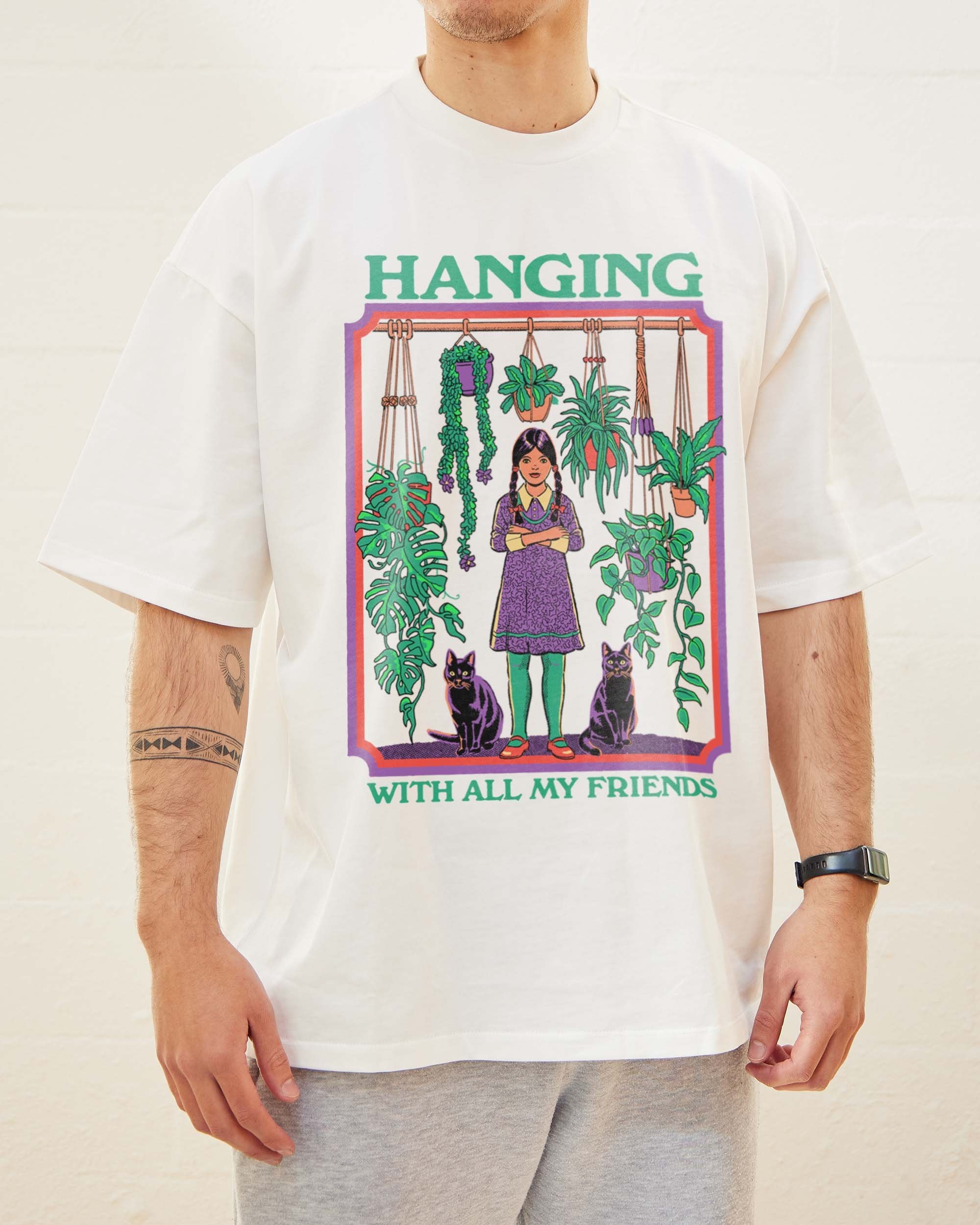 Hanging With All My Friends Oversized Graphic Tee Unisex 90s Boxy Fit Cotton T-Shirt Steven Rhodes