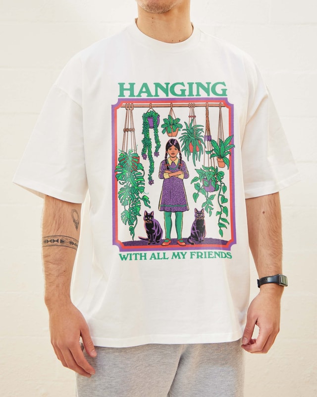 Hanging With All My Friends Oversized Graphic Tee Unisex 90s Boxy Fit Cotton T-Shirt Steven Rhodes