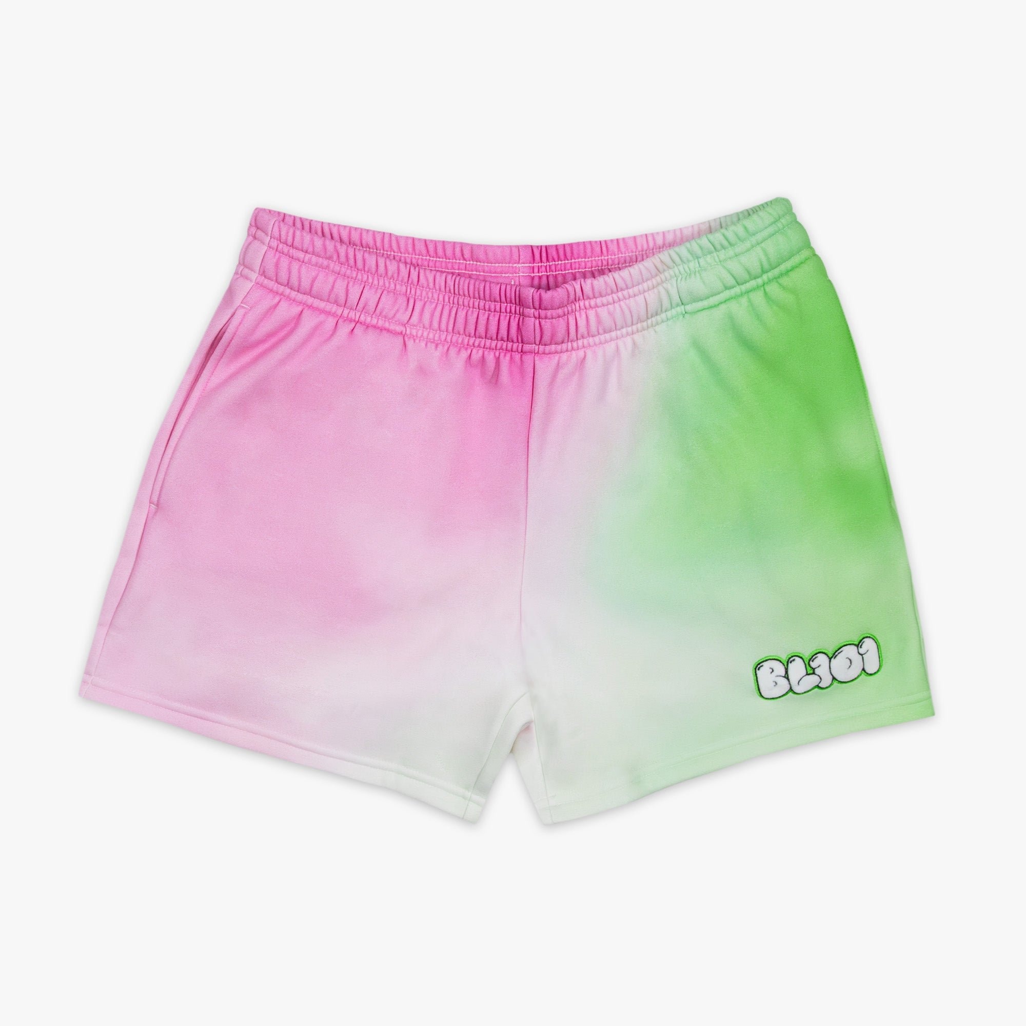 Cotton Candy Youth Sweatshorts - Sour Apple Fleece Shorts with Chenille Patch