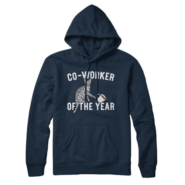 Co-Worker Of The Year Unisex Pullover Hoodie with Cat Graphic