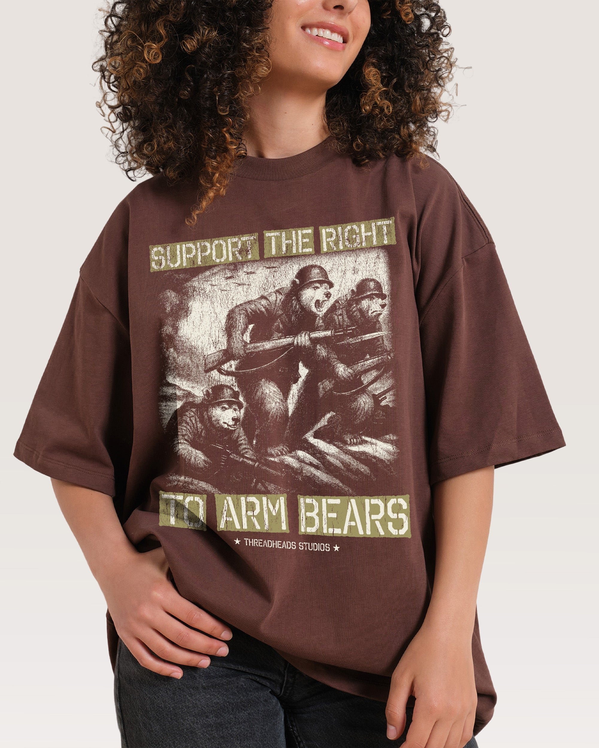 Arm Bears Oversized Graphic Tee - Unisex 90s Boxy Fit 100% Combed Cotton