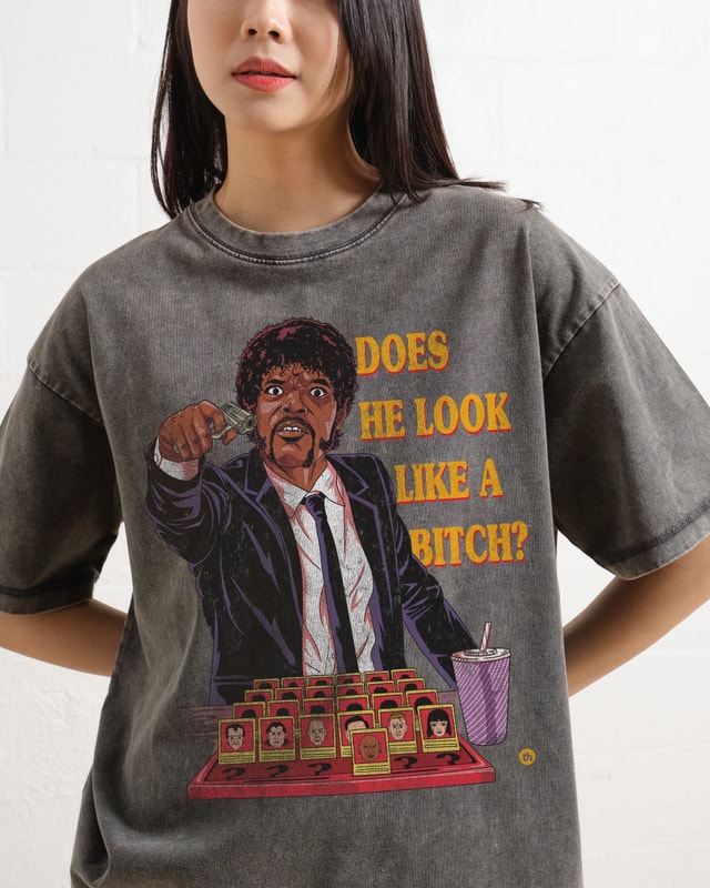Does He Look Like a Bitch Oversized Graphic Tee - Unisex 100% Combed Cotton Heavyweight 275gsm