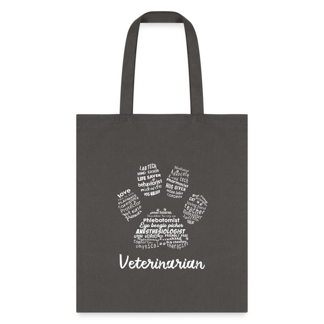 Veterinarian Pawprint Cotton Tote Bag - Vet Tech Student Receptionist Gift