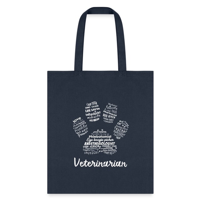 Veterinarian Pawprint Cotton Tote Bag - Vet Tech Student Receptionist Gift