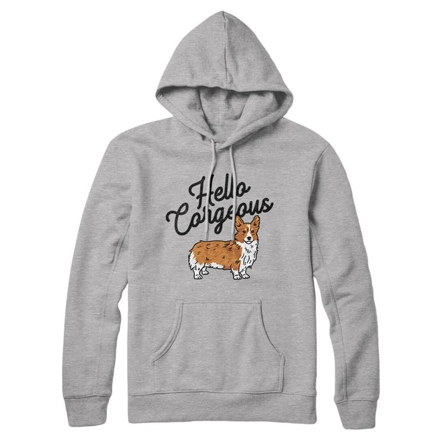 Hello Corgeous Corgi Hoodie - Unisex Cotton Polyester Pullover with Kangaroo Pocket