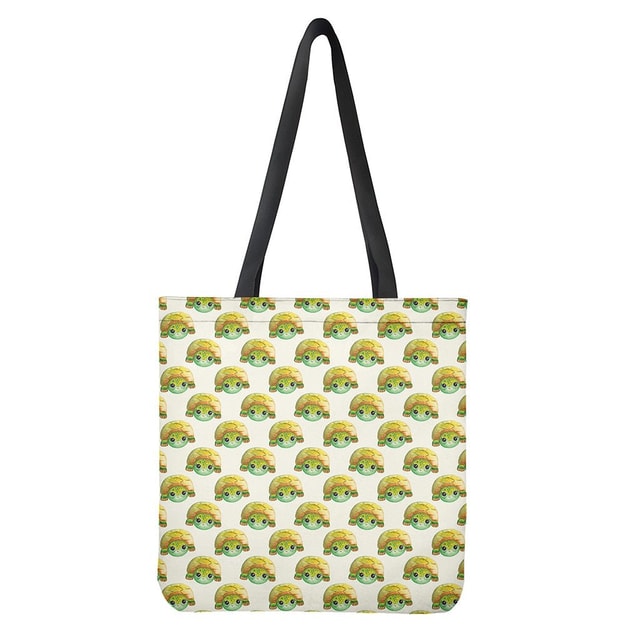 Watercolor Turtle Pattern Print Tote Bag - Polyester Double-Sided Lightweight