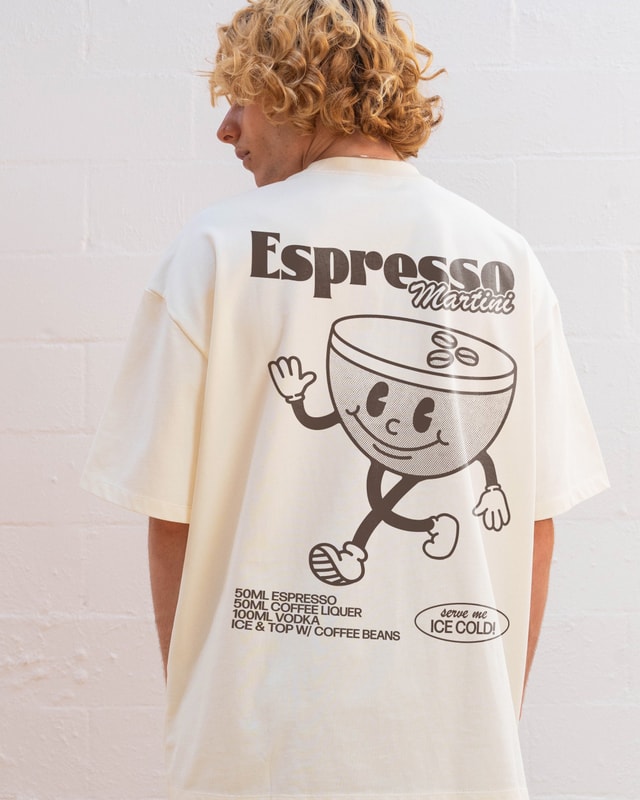 Espresso Martini Oversized Graphic Tee - Unisex 90s Boxy Fit 100% Combed Cotton