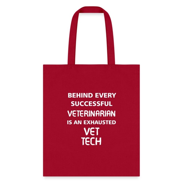 Vet Tech Exhausted Cotton Tote Bag - Humorous Veterinary Graphic Print