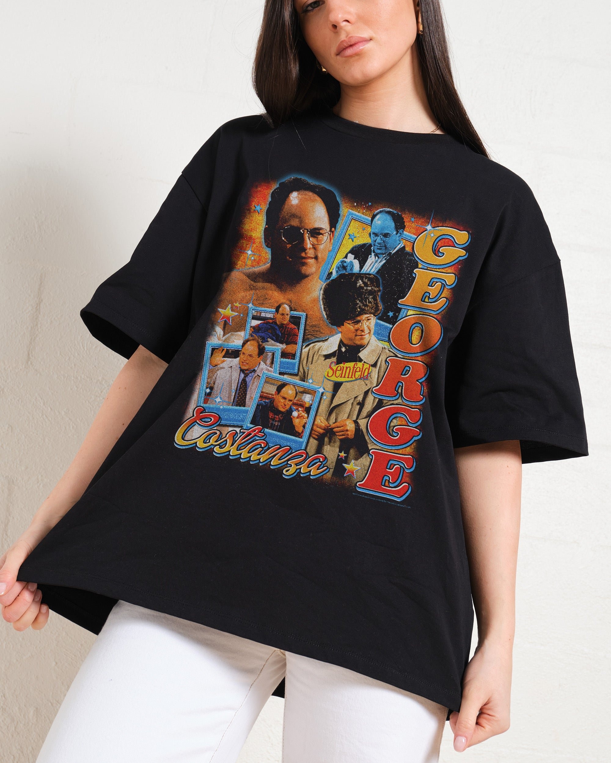 George Costanza Oversized Graphic Tee - Seinfeld Unisex 90s Boxy Fit Cotton T-Shirt