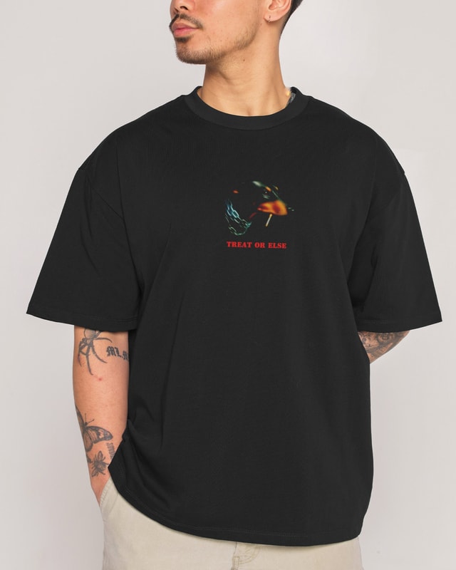 Treat or Else Oversized Graphic Tee - Threadheads Unisex 90s Boxy Fit Cotton T-Shirt