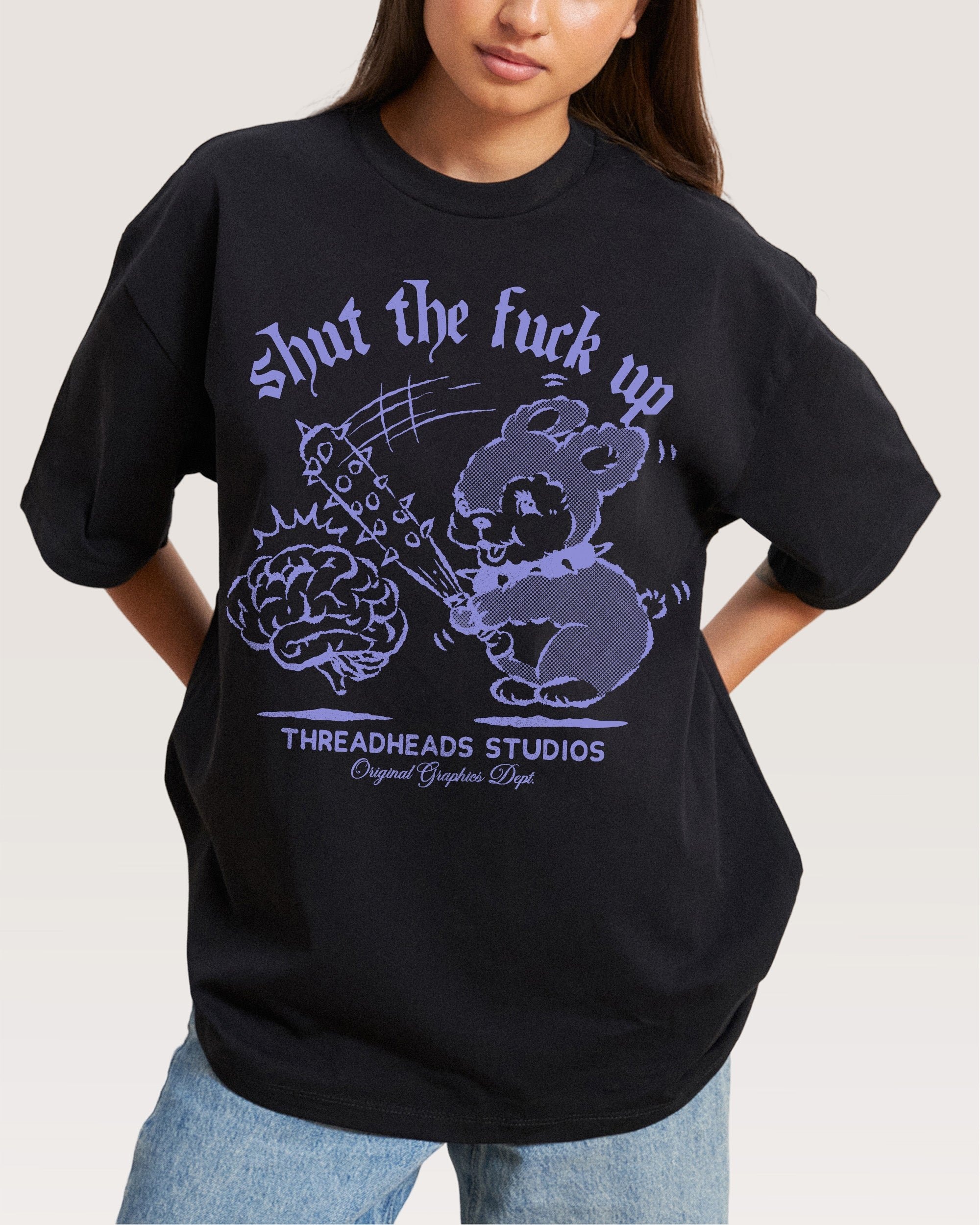 Shut the F Up Oversized Graphic Tee - Unisex 90s Boxy Fit 100% Combed Cotton
