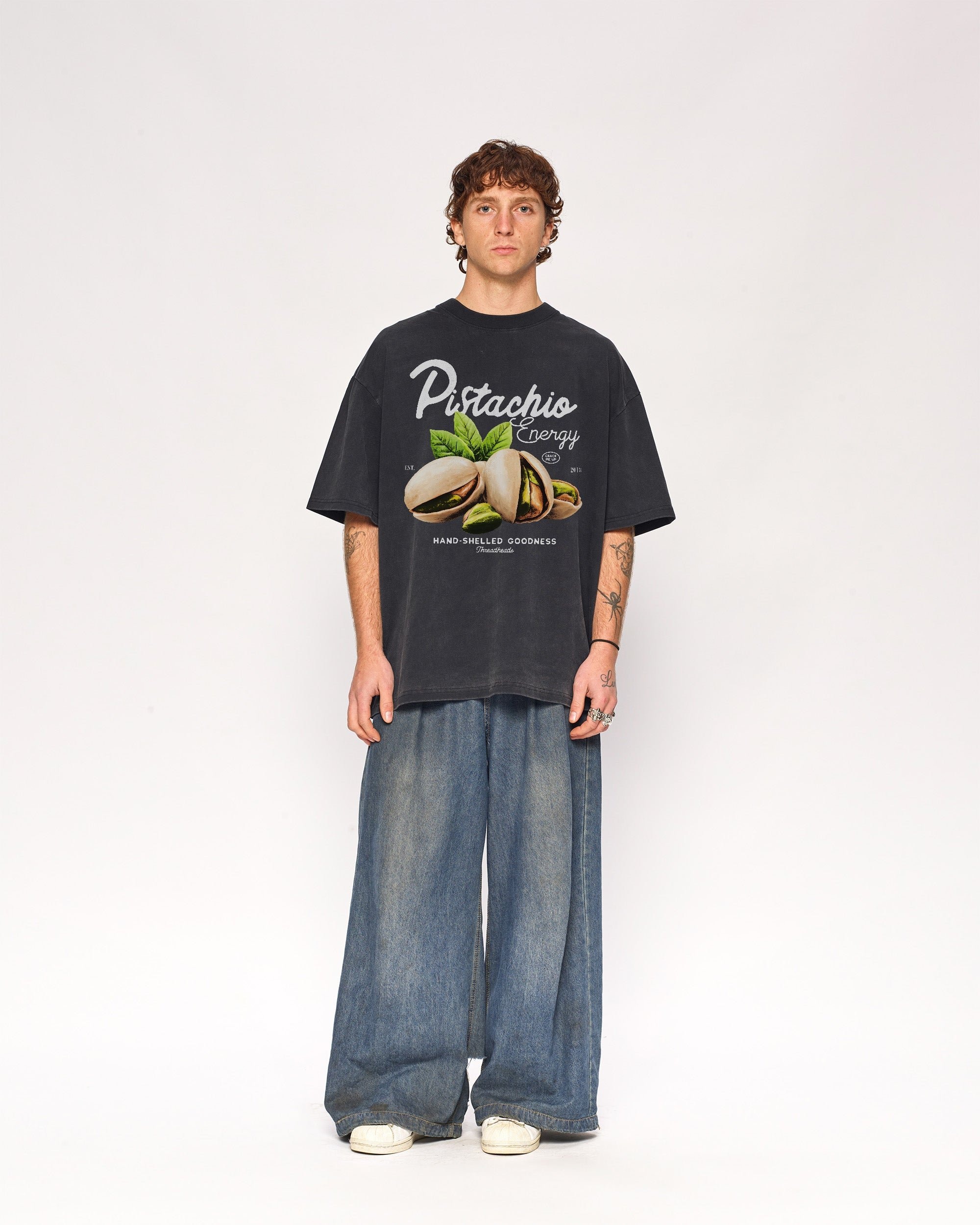 Pistachio Energy Oversized Graphic Tee - Threadheads 100% Combed Cotton Unisex