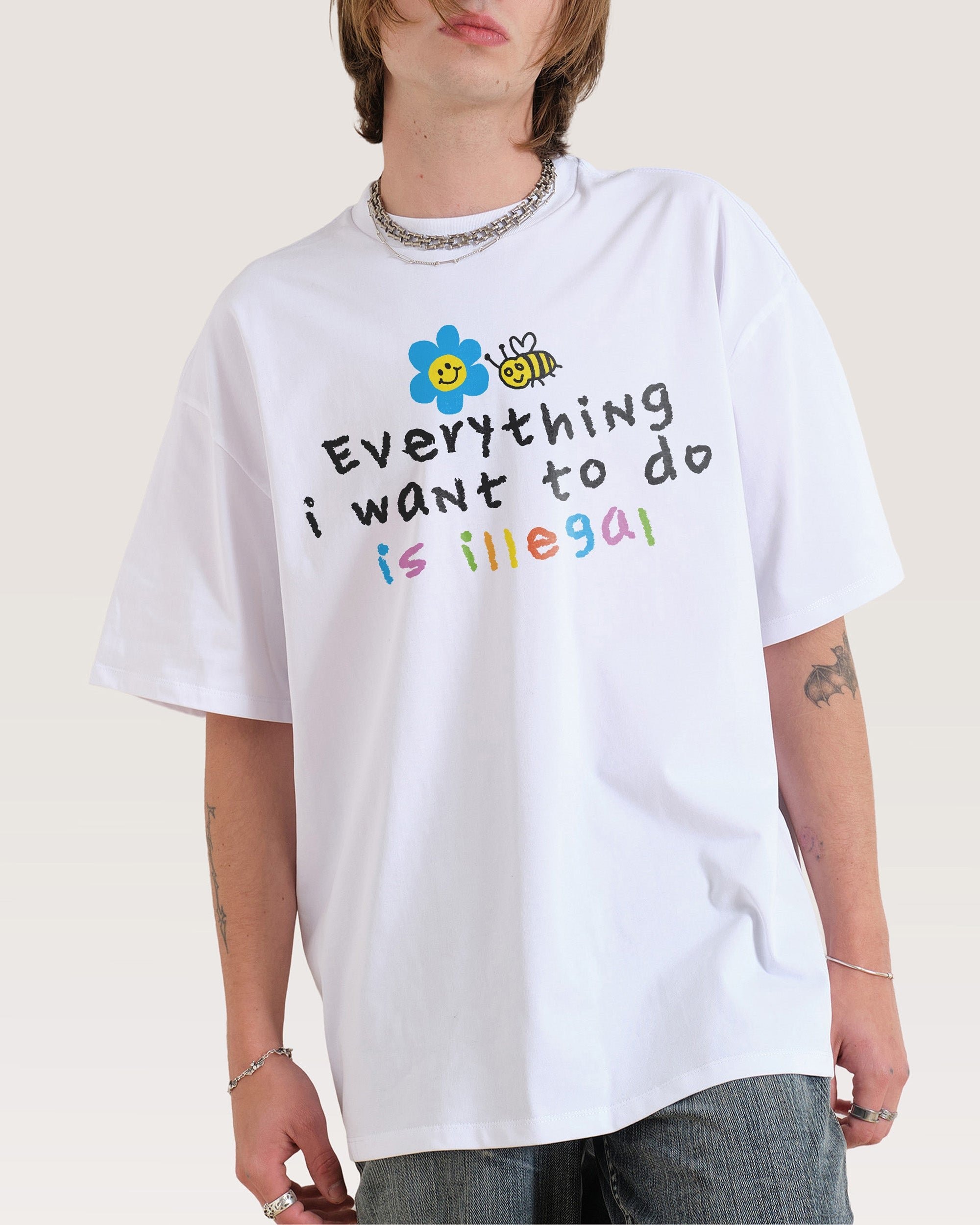 Everything is Illegal Oversized Graphic Tee - Unisex 100% Combed Cotton 275gsm