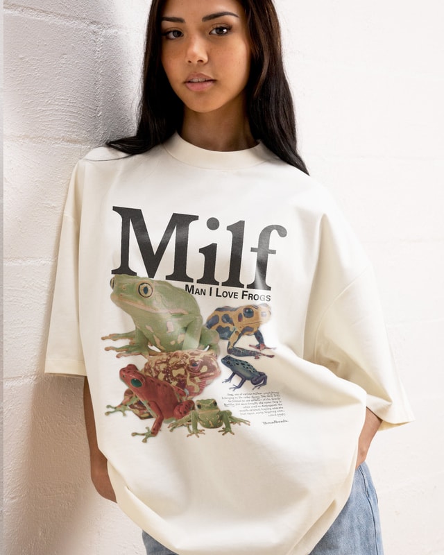 Man I Love Frogs Oversized Graphic Tee Unisex 90s Boxy Fit 100% Combed Cotton