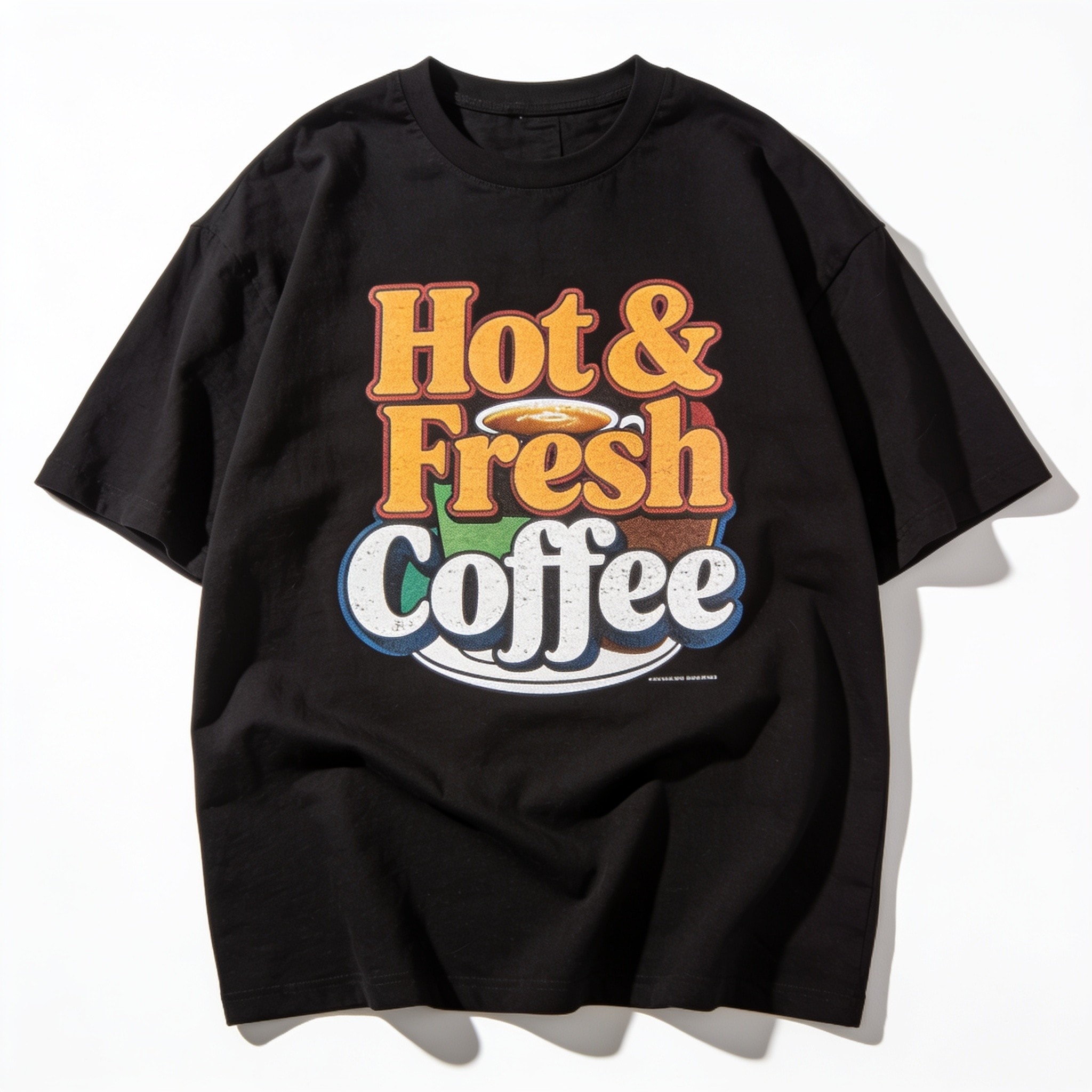 Hot & Fresh Coffee Oversized Graphic Tee - Unisex 90s Boxy Fit 100% Combed Cotton