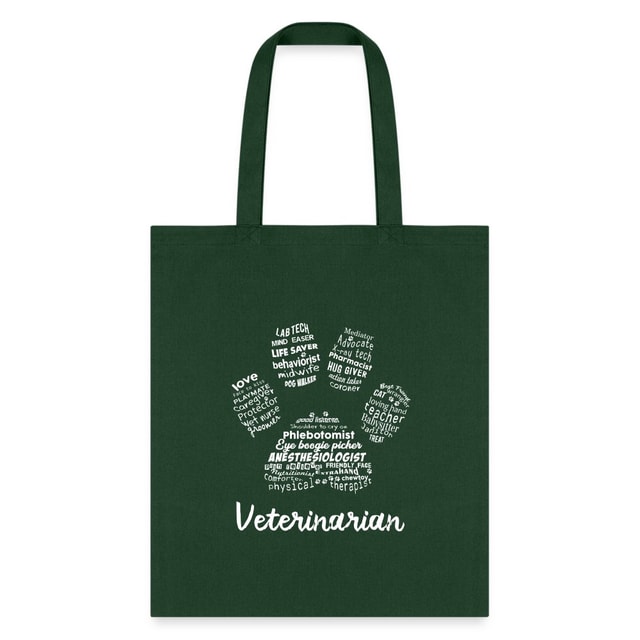 Veterinarian Pawprint Cotton Tote Bag - Vet Tech Student Receptionist Gift