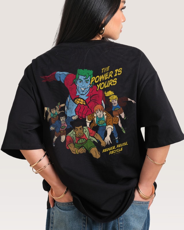 Captain Planet The Power Is Yours Oversized Graphic T-Shirt Unisex 100% Combed Cotton
