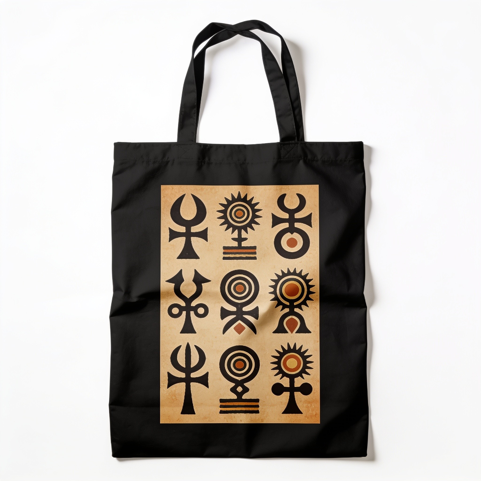 West African Adinkra Tribe Symbols Tote Bag - Polyester Double-Sided Print