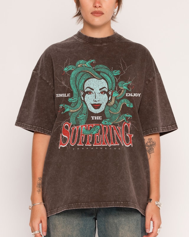 Smile Suffering Oversized Graphic Tee - Threadheads 90s Boxy Fit Unisex Cotton