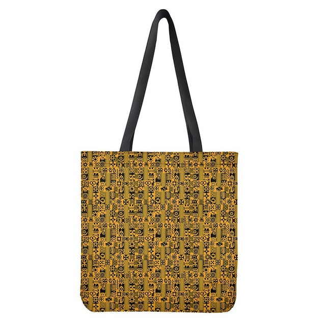 West African Adinkra Tribe Symbols Tote Bag - Polyester Double-Sided Print