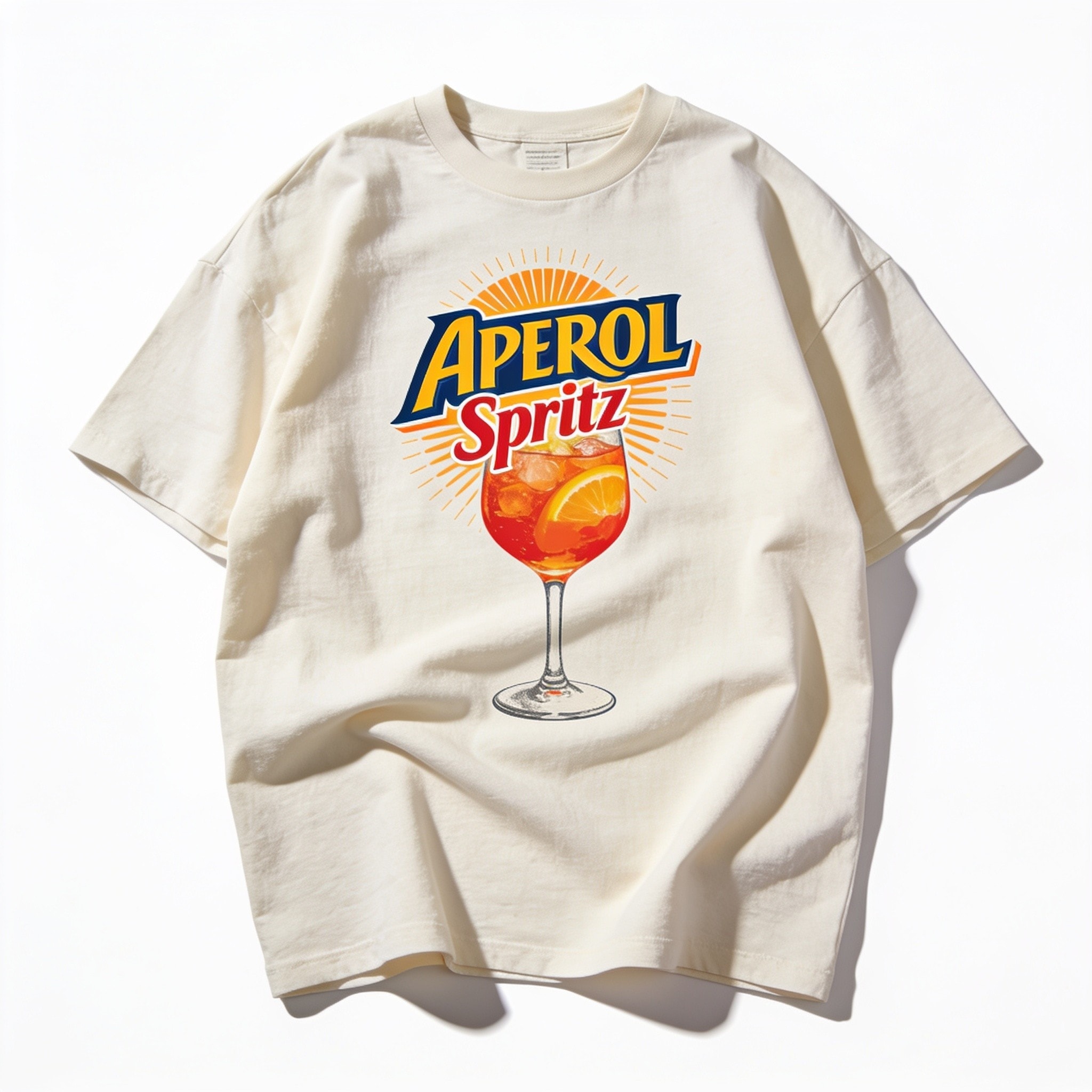 Spritz Cocktail Oversized Graphic Tee - Unisex 90s Boxy Fit 100% Combed Cotton