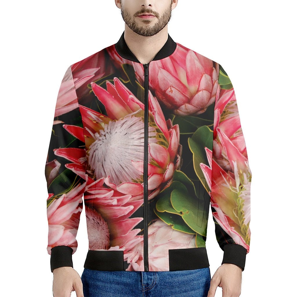 Bunches of Proteas Print Men's Bomber Jacket - Premium Polyester Blend